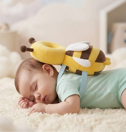 calmy baby sleeping with the baby head protector safety and soft cushion is comfortable
